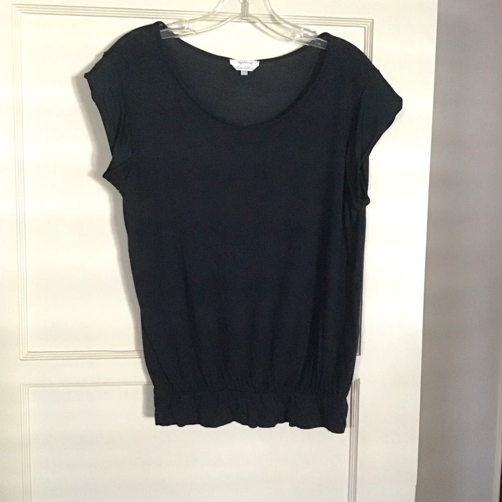 Max Mara large cap sleeve top in black